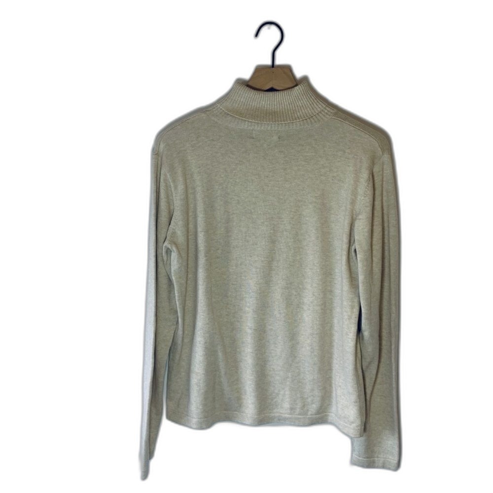 Vintage Woolrich Mock Neck Sweater Womens Oatmeal Beige Ribbed Knit Pullover L